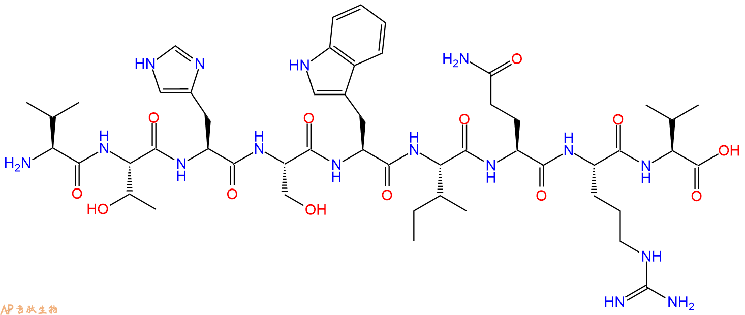 专肽生物产品H2N-Val-Thr-His-Ser-Trp-Ile-Gln-Arg-Val-OH