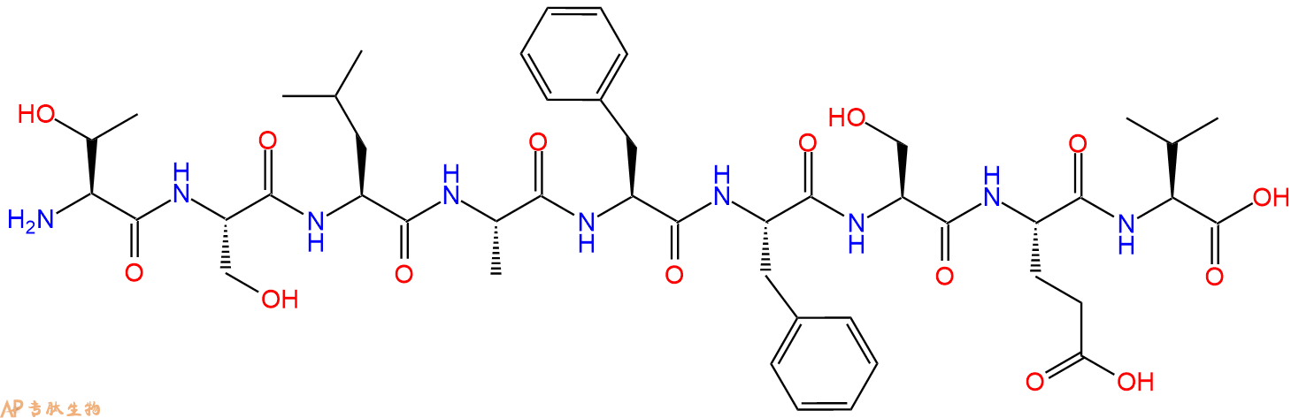 专肽生物产品H2N-Thr-Ser-Leu-Ala-Phe-Phe-Ser-Glu-Val-OH