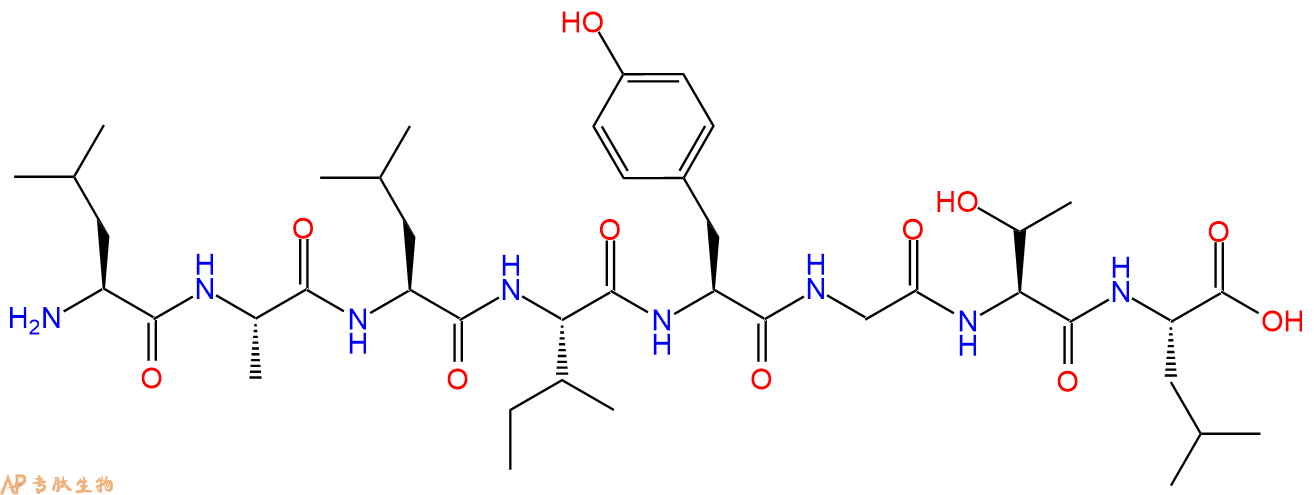 专肽生物产品H2N-Leu-Ala-Leu-Ile-Tyr-Gly-Thr-Leu-OH