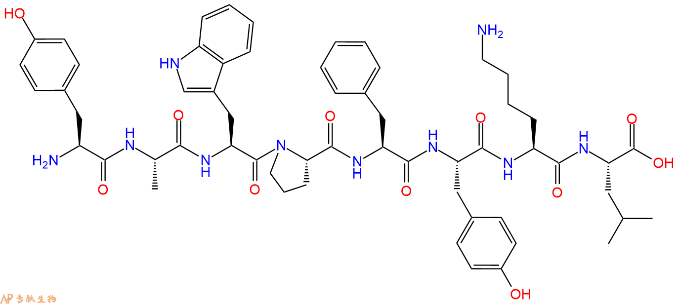 专肽生物产品H2N-Tyr-Ala-Trp-Pro-Phe-Tyr-Lys-Leu-OH