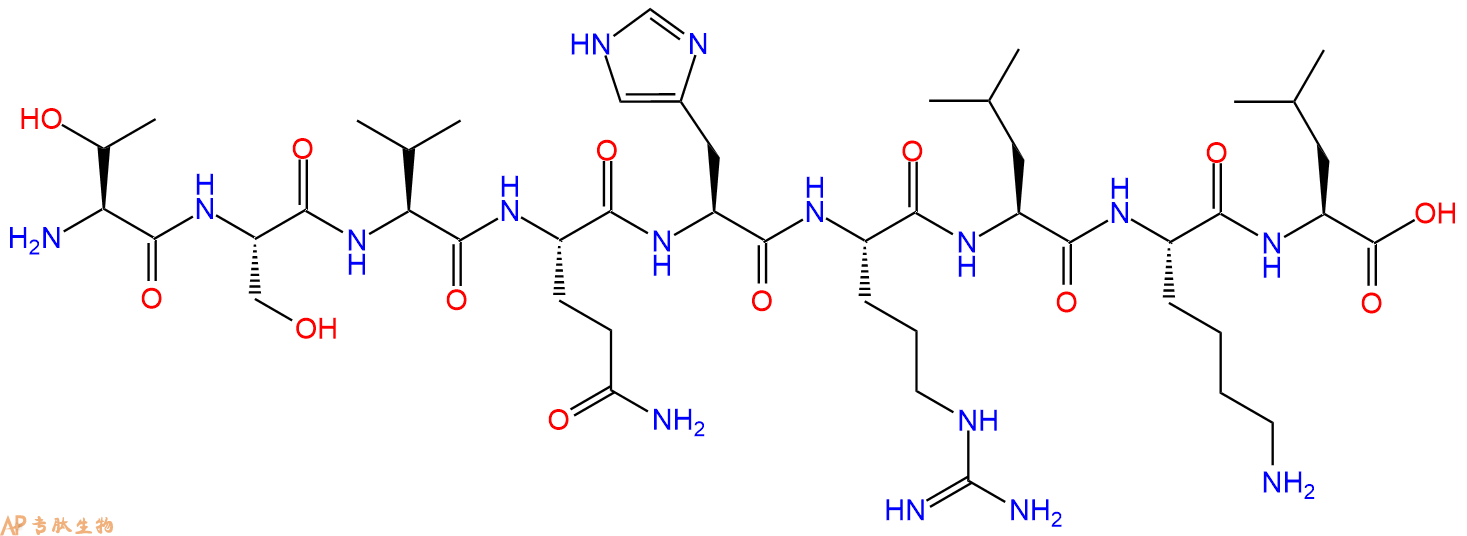 专肽生物产品H2N-Thr-Ser-Val-Gln-His-Arg-Leu-Lys-Leu-OH