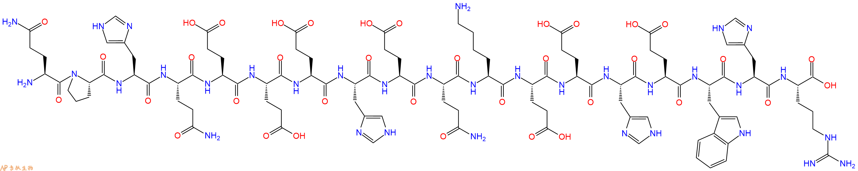 专肽生物产品H2N-Gln-Pro-His-Gln-Glu-Glu-Glu-His-Glu-Gln-Lys-Glu-Glu-His-Glu-Trp-His-Arg-OH