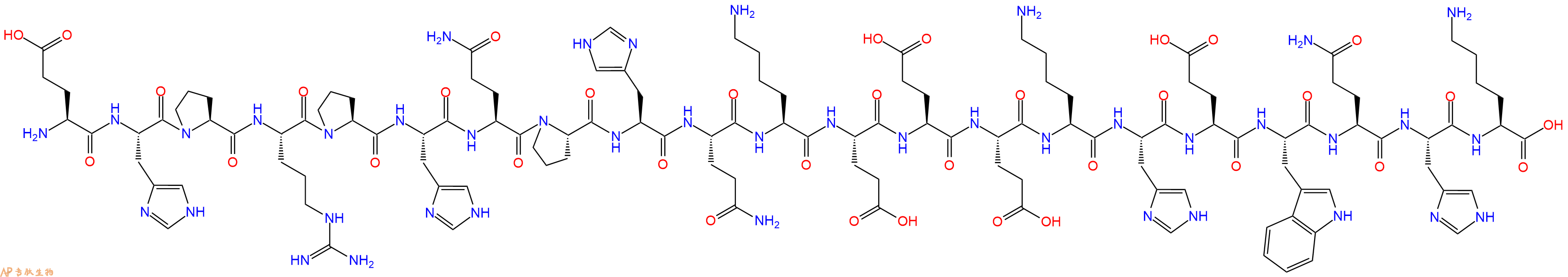 专肽生物产品H2N-Glu-His-Pro-Arg-Pro-His-Gln-Pro-His-Gln-Lys-Glu-Glu-Glu-Lys-His-Glu-Trp-Gln-His-Lys-OH
