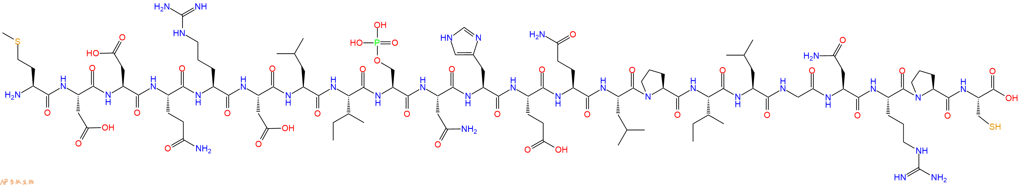 专肽生物产品H2N-Met-Asp-Asp-Gln-Arg-Asp-Leu-Ile-Ser(PO3H2)-Asn-His-Glu-Gln-Leu-Pro-Ile-Leu-Gly-Asn-Arg-Pro-Cys-OH