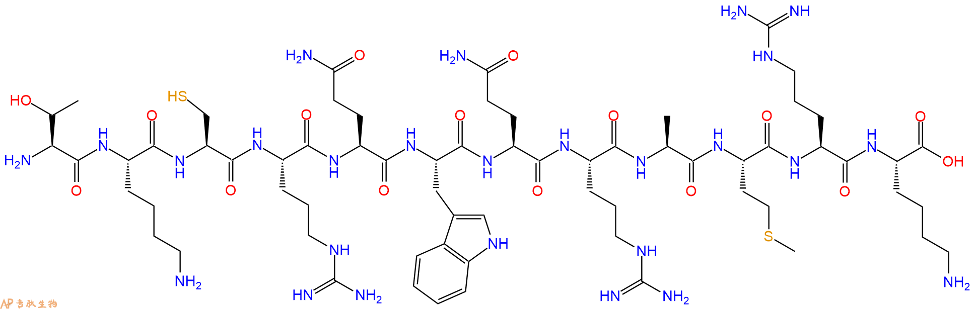 专肽生物产品H2N-Thr-Lys-Cys-Arg-Gln-Trp-Gln-Arg-Ala-Met-Arg-Lys-OH