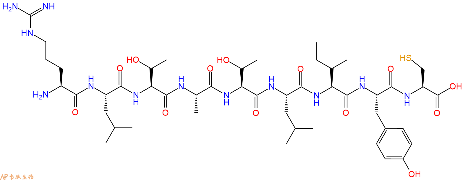 专肽生物产品H2N-Arg-Leu-Thr-Ala-Thr-Leu-Ile-Tyr-Cys-OH