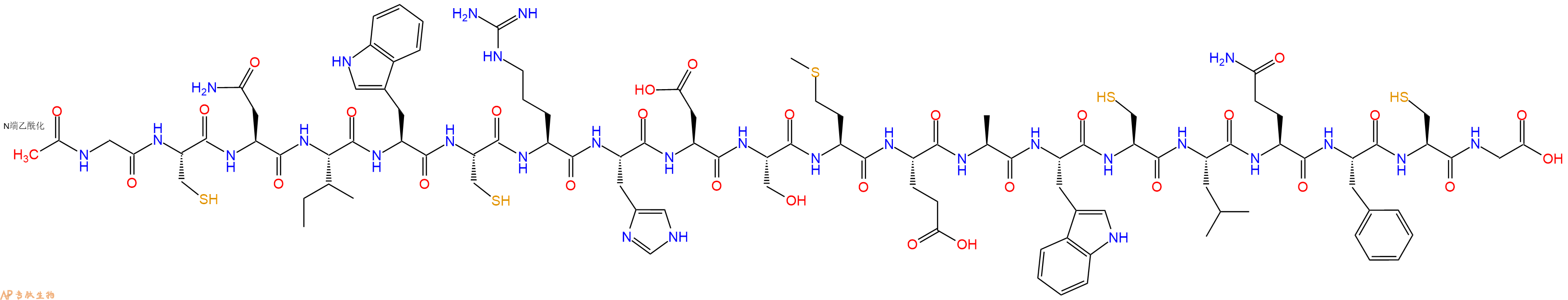 专肽生物产品Ac-Gly-Cys-Asn-Ile-Trp-Cys-Arg-His-Asp-Ser-Met-Glu-Ala-Trp-Cys-Leu-Gln-Phe-Cys-Gly-OH