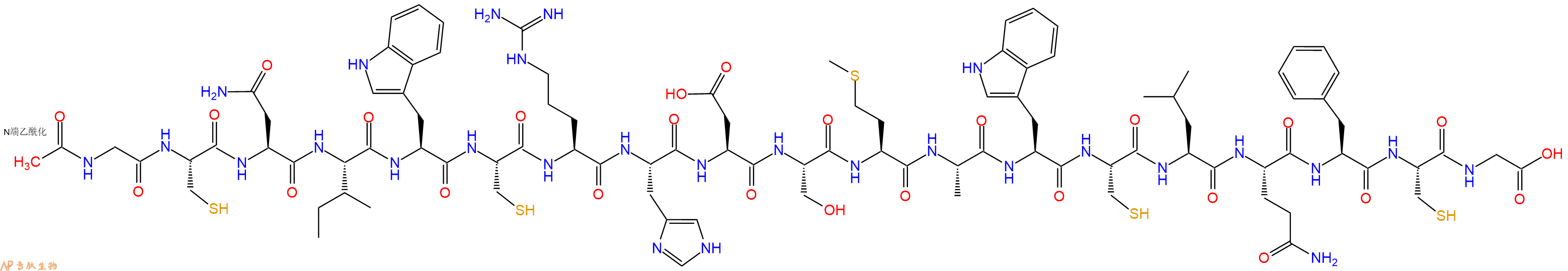 专肽生物产品Ac-Gly-Cys-Asn-Ile-Trp-Cys-Arg-His-Asp-Ser-Met-Ala-Trp-Cys-Leu-Gln-Phe-Cys-Gly-OH