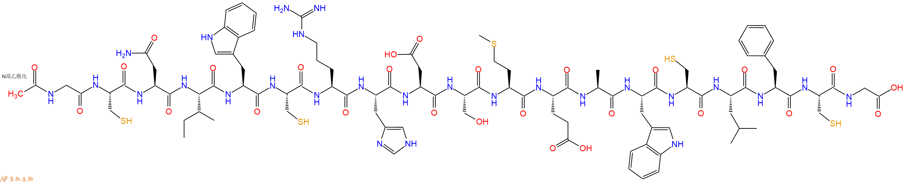 专肽生物产品Ac-Gly-Cys-Asn-Ile-Trp-Cys-Arg-His-Asp-Ser-Met-Glu-Ala-Trp-Cys-Leu-Phe-Cys-Gly-OH