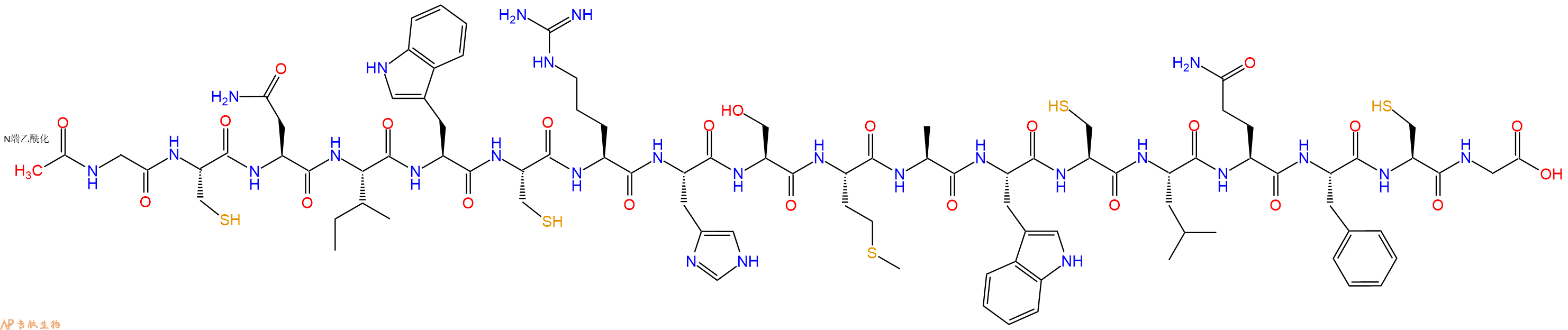 专肽生物产品Ac-Gly-Cys-Asn-Ile-Trp-Cys-Arg-His-Ser-Met-Ala-Trp-Cys-Leu-Gln-Phe-Cys-Gly-OH
