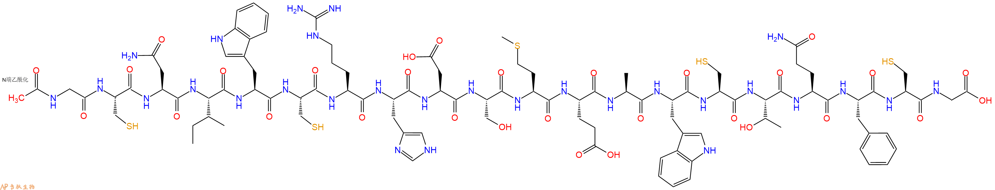 专肽生物产品Ac-Gly-Cys-Asn-Ile-Trp-Cys-Arg-His-Asp-Ser-Met-Glu-Ala-Trp-Cys-Thr-Gln-Phe-Cys-Gly-OH