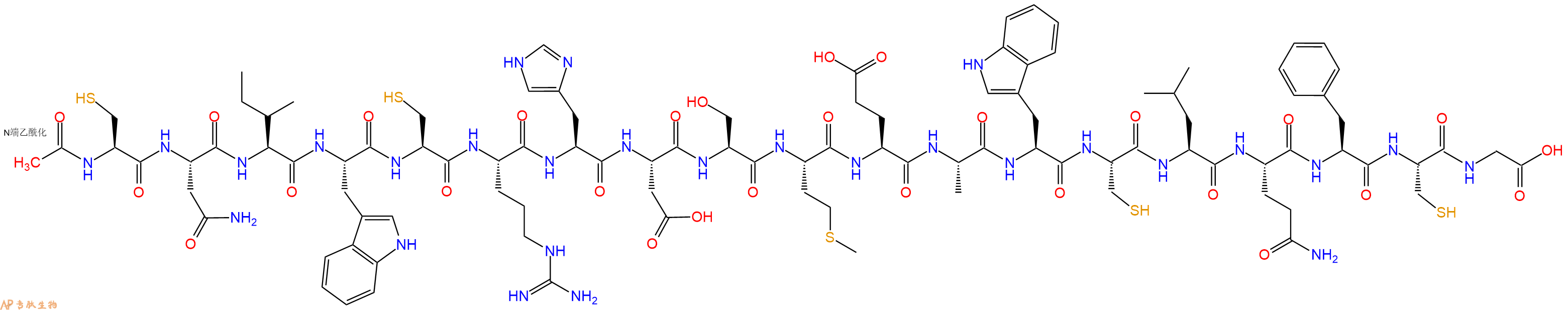 专肽生物产品Ac-Cys-Asn-Ile-Trp-Cys-Arg-His-Asp-Ser-Met-Glu-Ala-Trp-Cys-Leu-Gln-Phe-Cys-Gly-OH