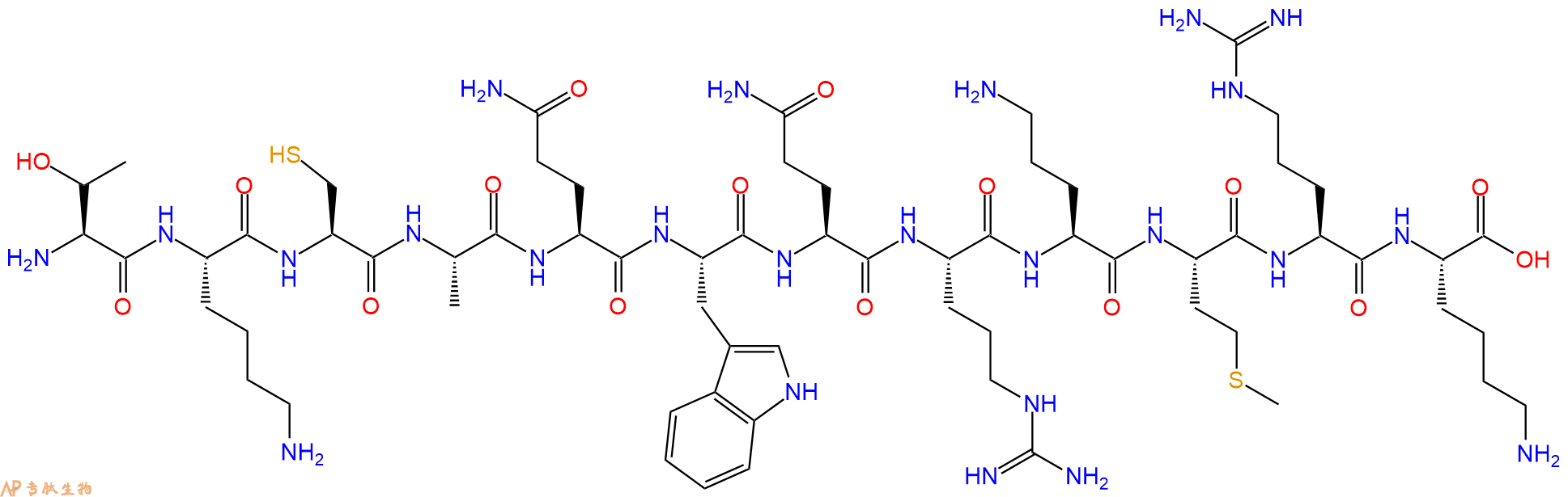 专肽生物产品H2N-Thr-Lys-Cys-Ala-Gln-Trp-Gln-Arg-Orn-Met-Arg-Lys-OH