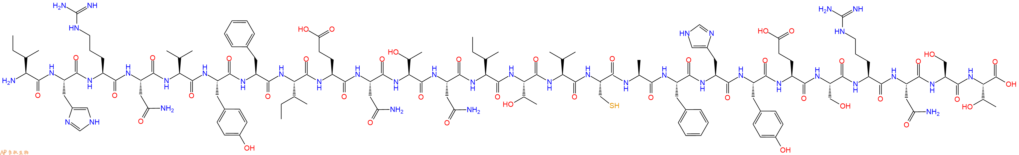 专肽生物产品H2N-Ile-His-Arg-Asn-Val-Tyr-Phe-Ile-Glu-Asn-Thr-Asn-Ile-Thr-Val-Cys-Ala-Phe-His-Tyr-Glu-Ser-Arg-Asn-Ser-Thr-OH