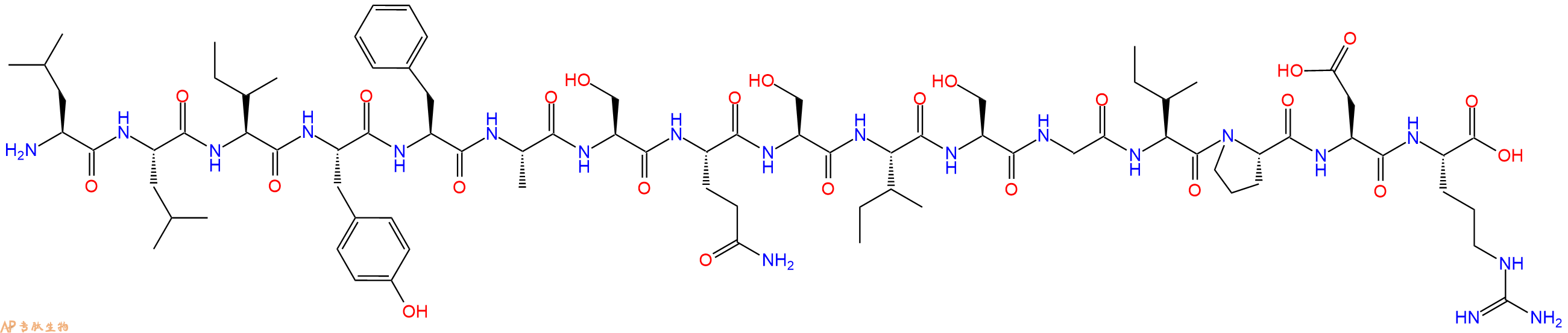 专肽生物产品H2N-Leu-Leu-Ile-Tyr-Phe-Ala-Ser-Gln-Ser-Ile-Ser-Gly-Ile-Pro-Asp-Arg-OH
