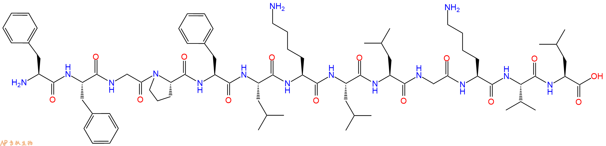 专肽生物产品H2N-Phe-Phe-Gly-Pro-Phe-Leu-Lys-Leu-Leu-Gly-Lys-Val-Leu-OH