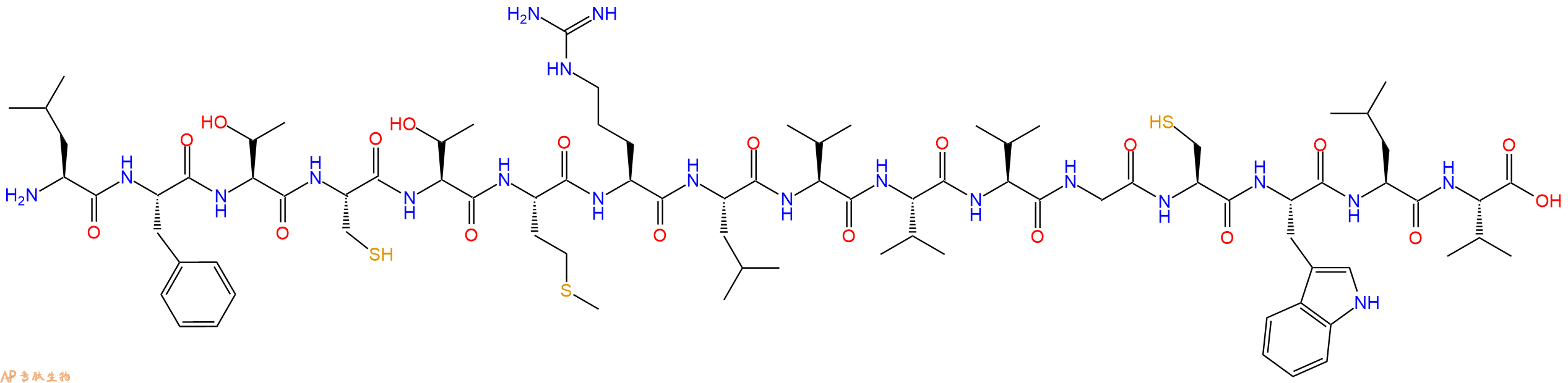专肽生物产品H2N-Leu-Phe-Thr-Cys-Thr-Met-Arg-Leu-Val-Val-Val-Gly-Cys-Trp-Leu-Val-OH