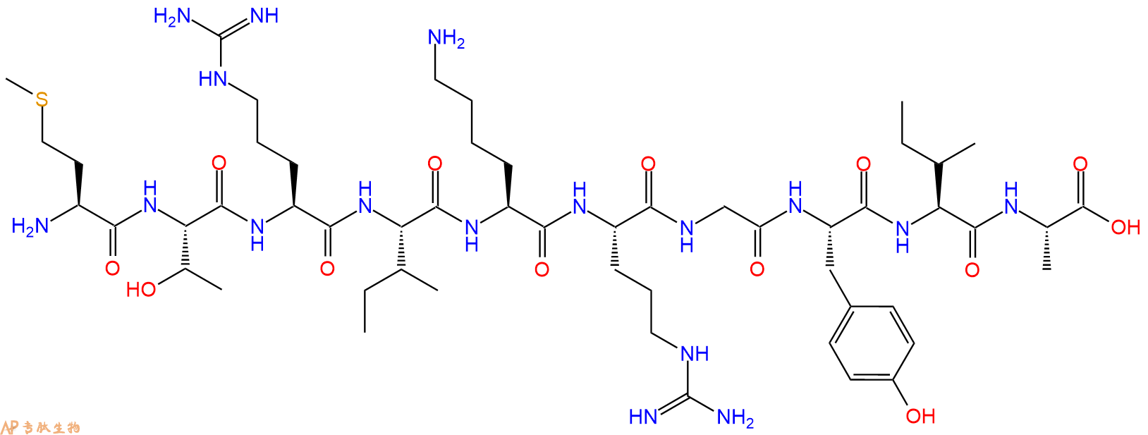 专肽生物产品H2N-Met-Thr-Arg-Ile-Lys-Arg-Gly-Tyr-Ile-Ala-OH