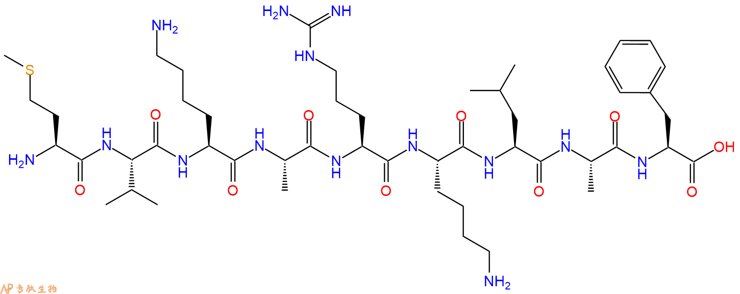 专肽生物产品H2N-Met-Val-Lys-Ala-Arg-Lys-Leu-Ala-Phe-OH