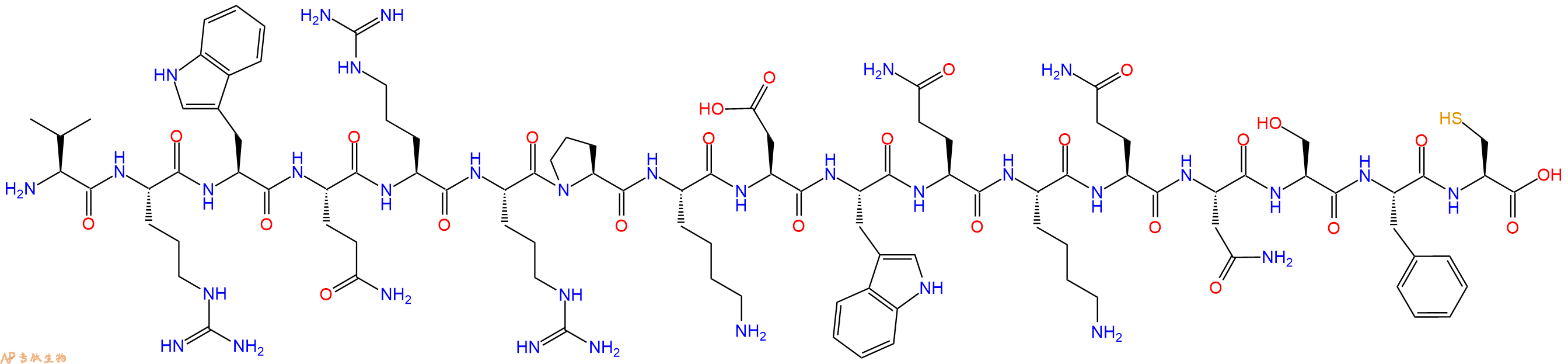 专肽生物产品H2N-Val-Arg-Trp-Gln-Arg-Arg-Pro-Lys-Asp-Trp-Gln-Lys-Gln-Asn-Ser-Phe-Cys-OH
