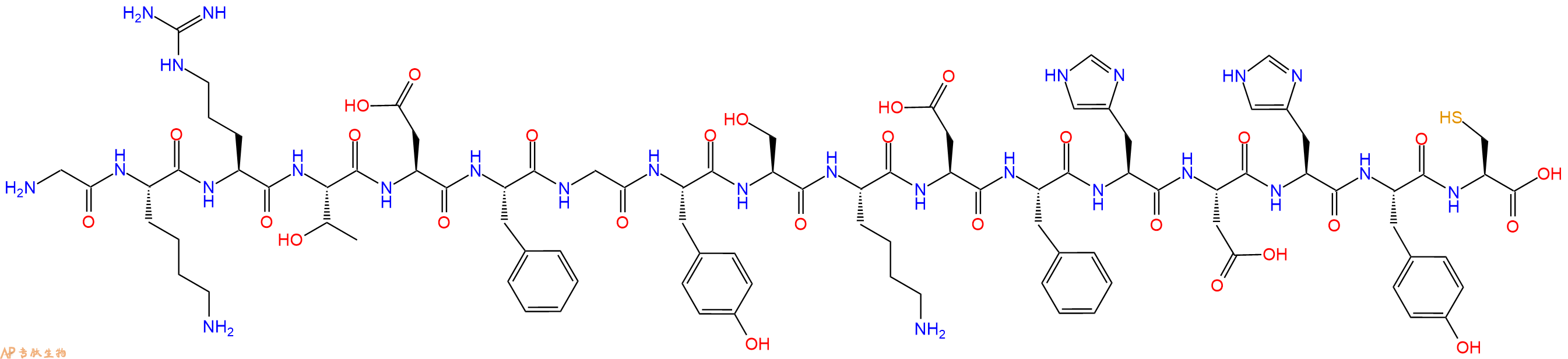 专肽生物产品H2N-Gly-Lys-Arg-Thr-Asp-Phe-Gly-Tyr-Ser-Lys-Asp-Phe-His-Asp-His-Tyr-Cys-OH