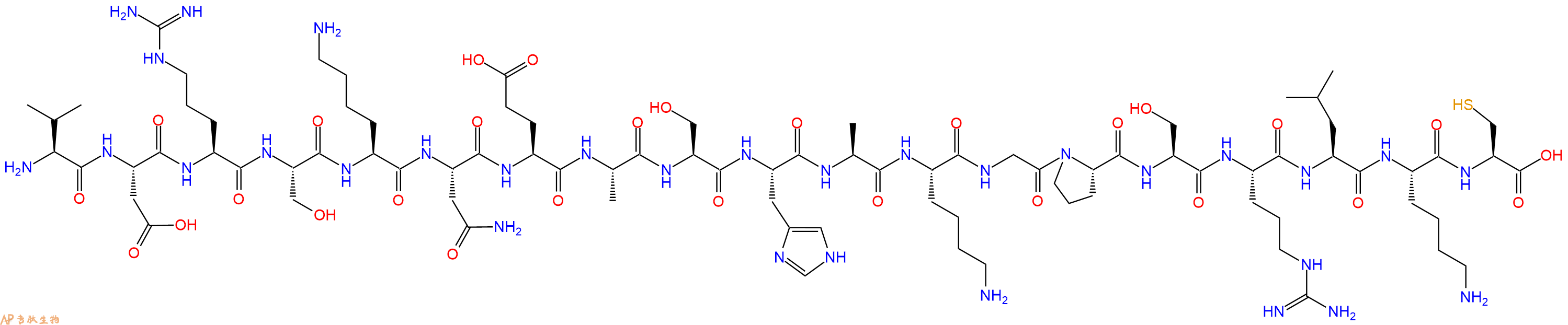 专肽生物产品H2N-Val-Asp-Arg-Ser-Lys-Asn-Glu-Ala-Ser-His-Ala-Lys-Gly-Pro-Ser-Arg-Leu-Lys-Cys-OH