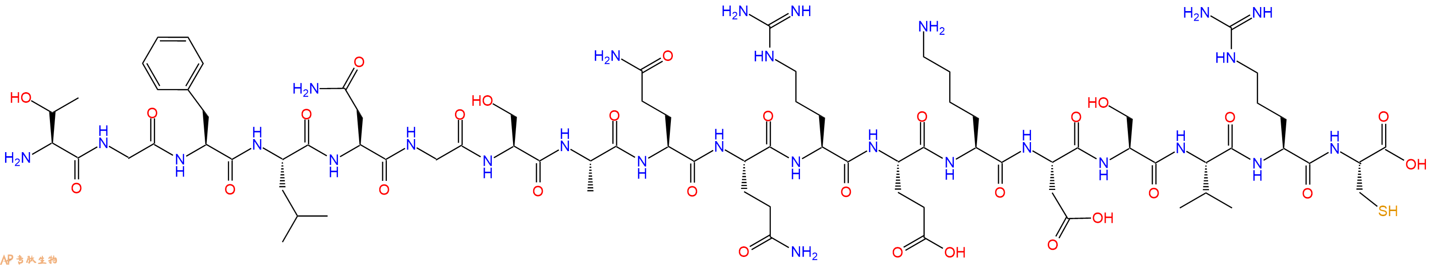 专肽生物产品H2N-Thr-Gly-Phe-Leu-Asn-Gly-Ser-Ala-Gln-Gln-Arg-Glu-Lys-Asp-Ser-Val-Arg-Cys-OH