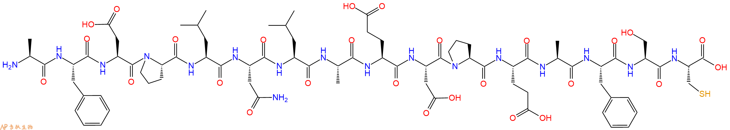 专肽生物产品H2N-Ala-Phe-Asp-Pro-Leu-Asn-Leu-Ala-Glu-Asp-Pro-Glu-Ala-Phe-Ser-Cys-OH