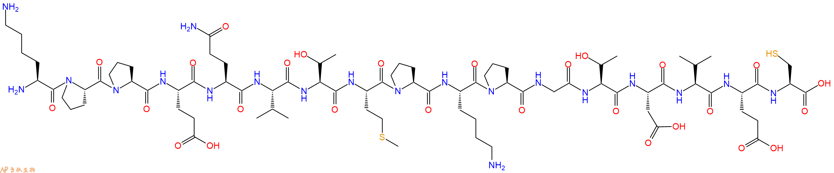 专肽生物产品H2N-Lys-Pro-Pro-Glu-Gln-Val-Thr-Met-Pro-Lys-Pro-Gly-Thr-Asp-Val-Glu-Cys-OH