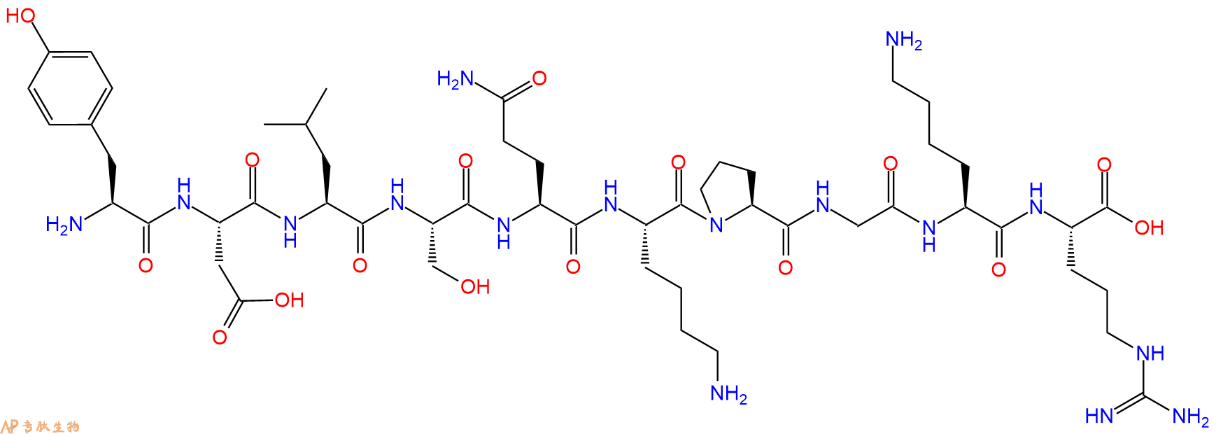 专肽生物产品H2N-Tyr-Asp-Leu-Ser-Gln-Lys-Pro-Gly-Lys-Arg-OH