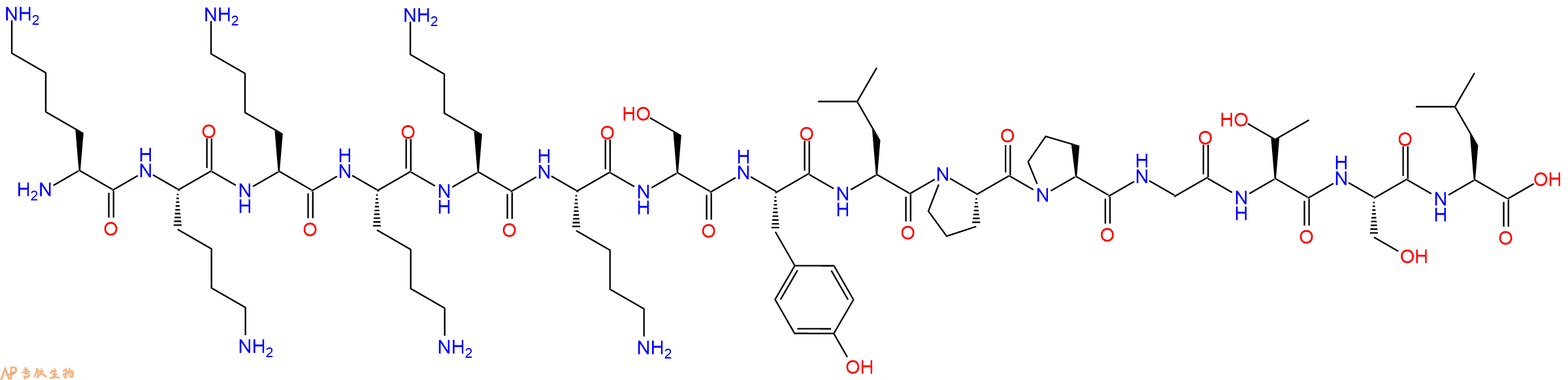 专肽生物产品H2N-Lys-Lys-Lys-Lys-Lys-Lys-Ser-Tyr-Leu-Pro-Pro-Gly-Thr-Ser-Leu-OH