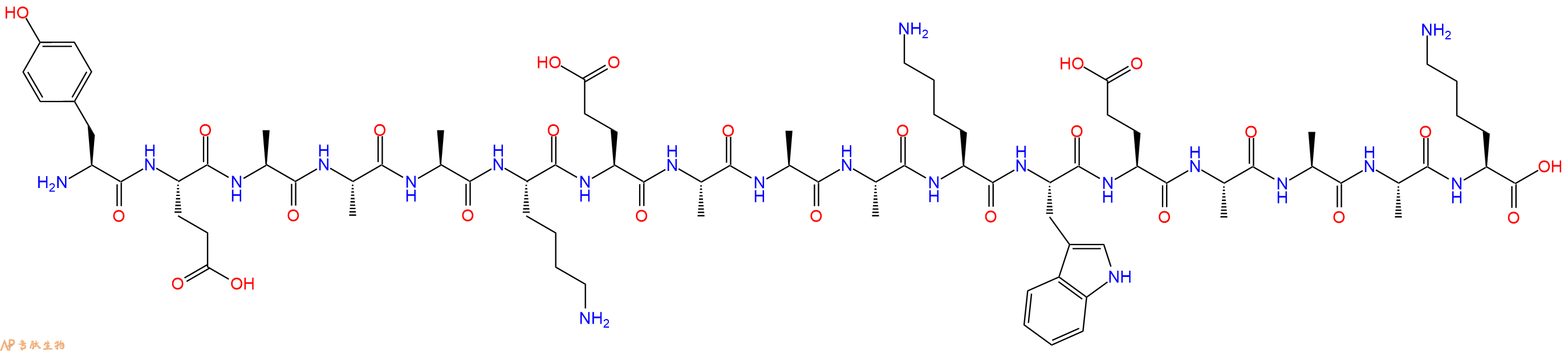 专肽生物产品H2N-Tyr-Glu-Ala-Ala-Ala-Lys-Glu-Ala-Ala-Ala-Lys-Trp-Glu-Ala-Ala-Ala-Lys-OH