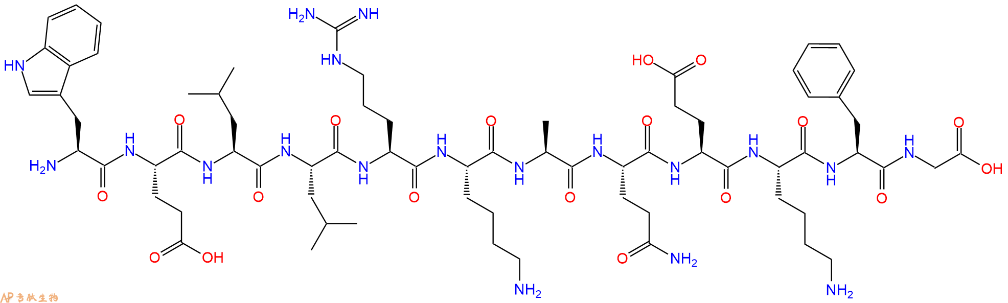 专肽生物产品H2N-Trp-Glu-Leu-Leu-Arg-Lys-Ala-Gln-Glu-Lys-Phe-Gly-OH