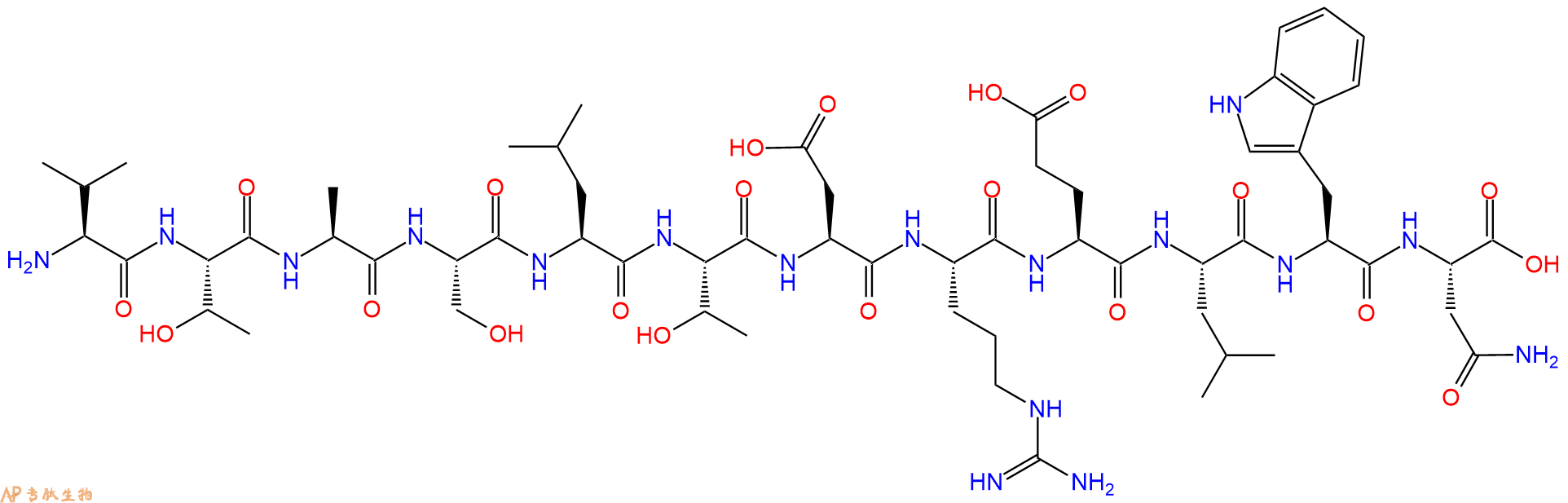专肽生物产品H2N-Val-Thr-Ala-Ser-Leu-Thr-Asp-Arg-Glu-Leu-Trp-Asn-OH
