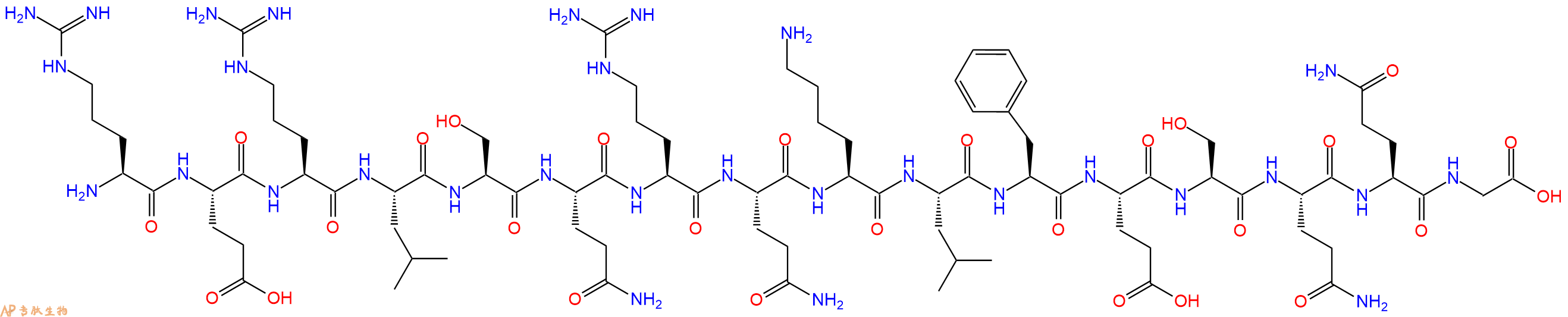 专肽生物产品H2N-Arg-Glu-Arg-Leu-Ser-Gln-Arg-Gln-Lys-Leu-Phe-Glu-Ser-Gln-Gln-Gly-OH