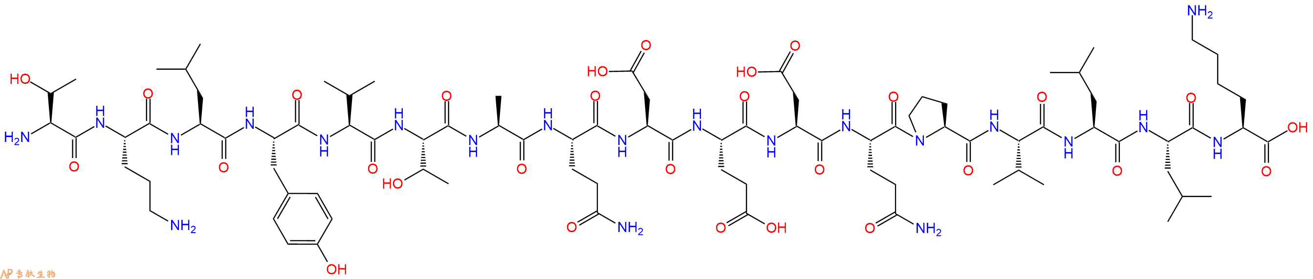专肽生物产品H2N-Thr-Orn-Leu-Tyr-Val-Thr-Ala-Gln-Asp-Glu-Asp-Gln-Pro-Val-Leu-Leu-Lys-OH