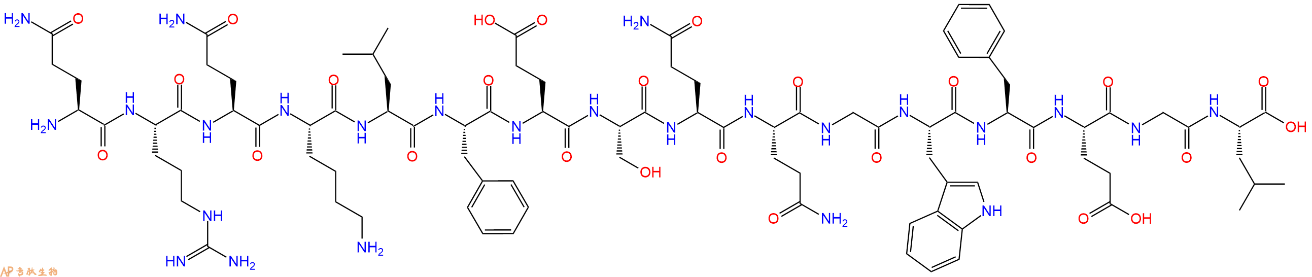 专肽生物产品H2N-Gln-Arg-Gln-Lys-Leu-Phe-Glu-Ser-Gln-Gln-Gly-Trp-Phe-Glu-Gly-Leu-OH