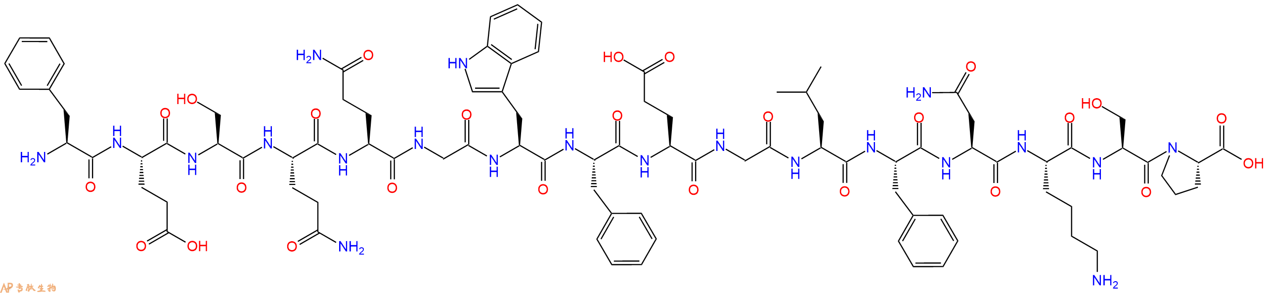 专肽生物产品H2N-Phe-Glu-Ser-Gln-Gln-Gly-Trp-Phe-Glu-Gly-Leu-Phe-Asn-Lys-Ser-Pro-OH