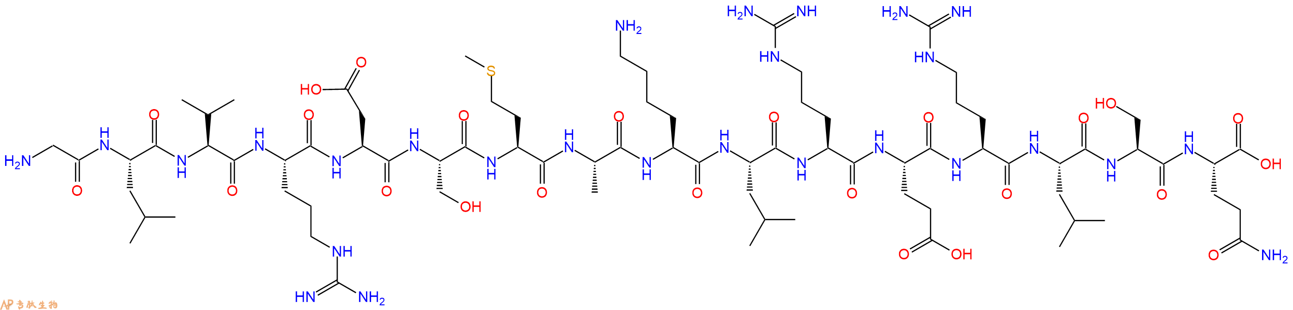 专肽生物产品H2N-Gly-Leu-Val-Arg-Asp-Ser-Met-Ala-Lys-Leu-Arg-Glu-Arg-Leu-Ser-Gln-OH