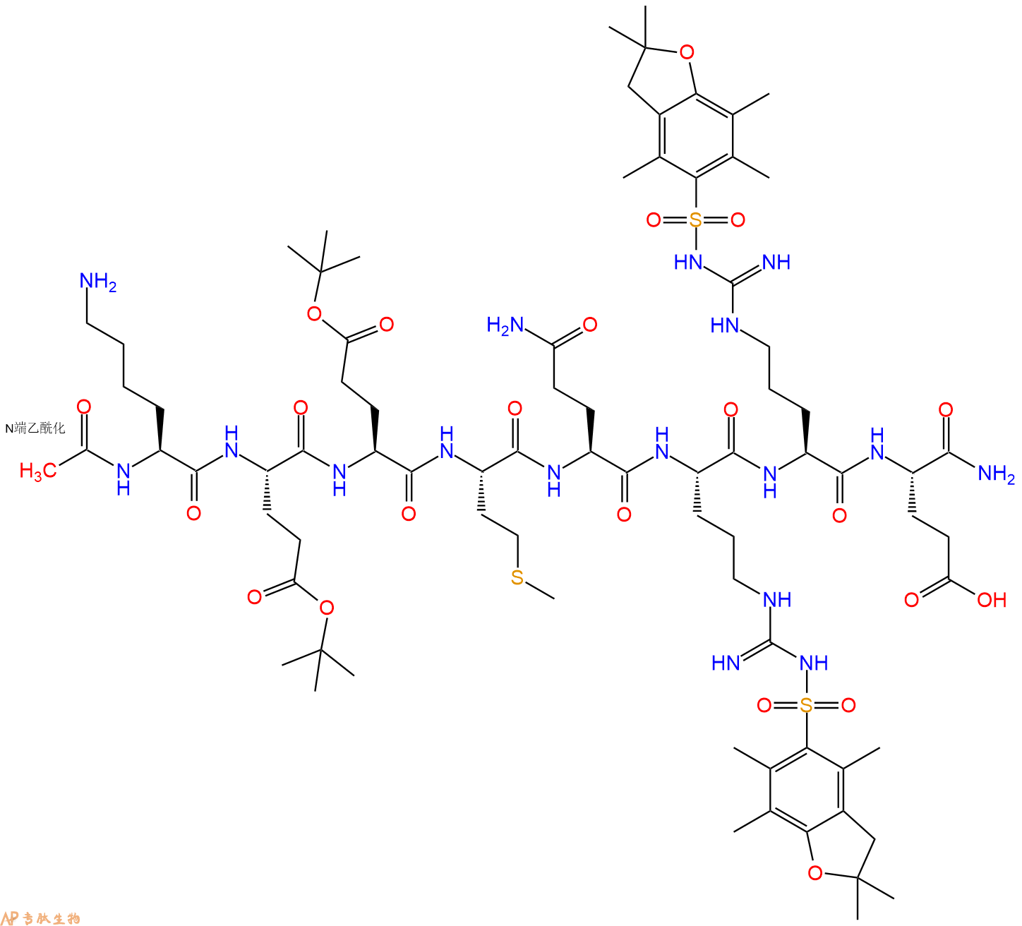 专肽生物产品Ac-Lys-Glu(OtBu)-Glu(OtBu)-Met-Gln-Arg(Pbf)-Arg(Pbf)-Glu-CONH2