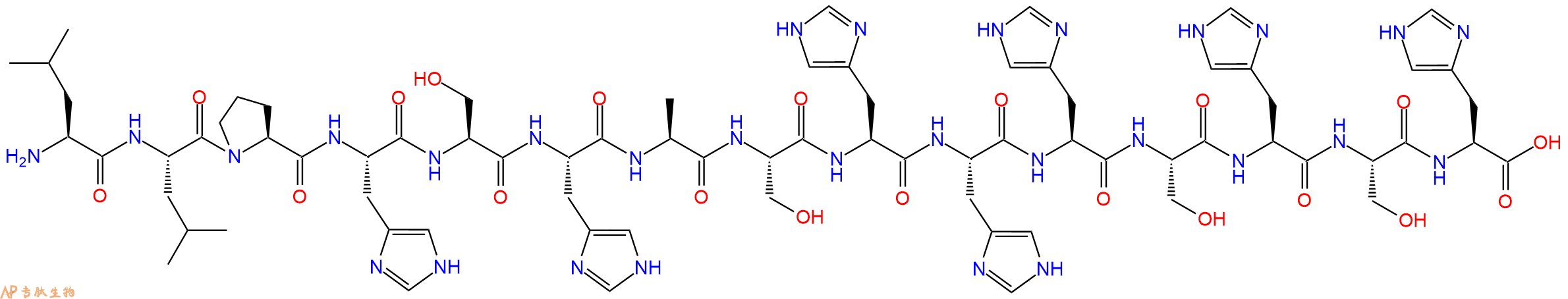 专肽生物产品H2N-Leu-Leu-Pro-His-Ser-His-Ala-Ser-His-His-His-Ser-His-Ser-His-OH