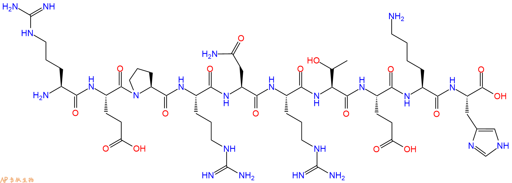 专肽生物产品H2N-Arg-Glu-Pro-Arg-Asn-Arg-Thr-Glu-Lys-His-OH