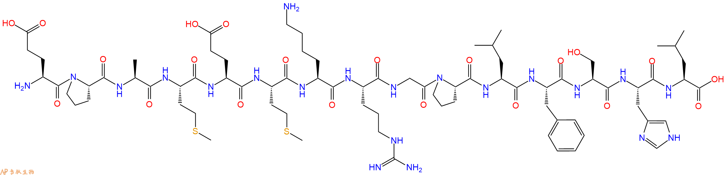 专肽生物产品H2N-Glu-Pro-Ala-Met-Glu-Met-Lys-Arg-Gly-Pro-Leu-Phe-Ser-His-Leu-OH