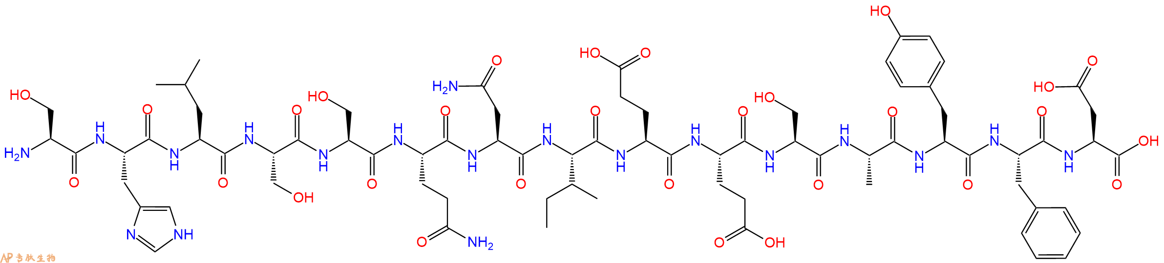 专肽生物产品H2N-Ser-His-Leu-Ser-Ser-Gln-Asn-Ile-Glu-Glu-Ser-Ala-Tyr-Phe-Asp-OH