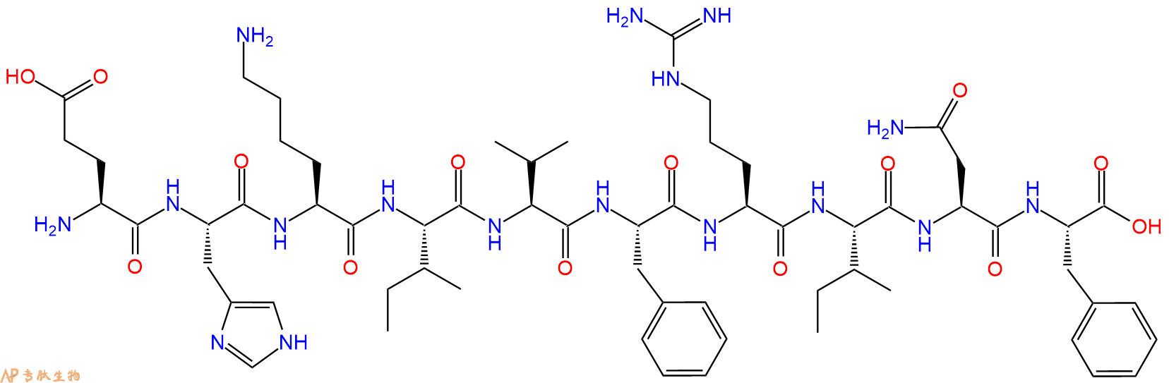 专肽生物产品H2N-Glu-His-Lys-Ile-Val-Phe-Arg-Ile-Asn-Phe-OH