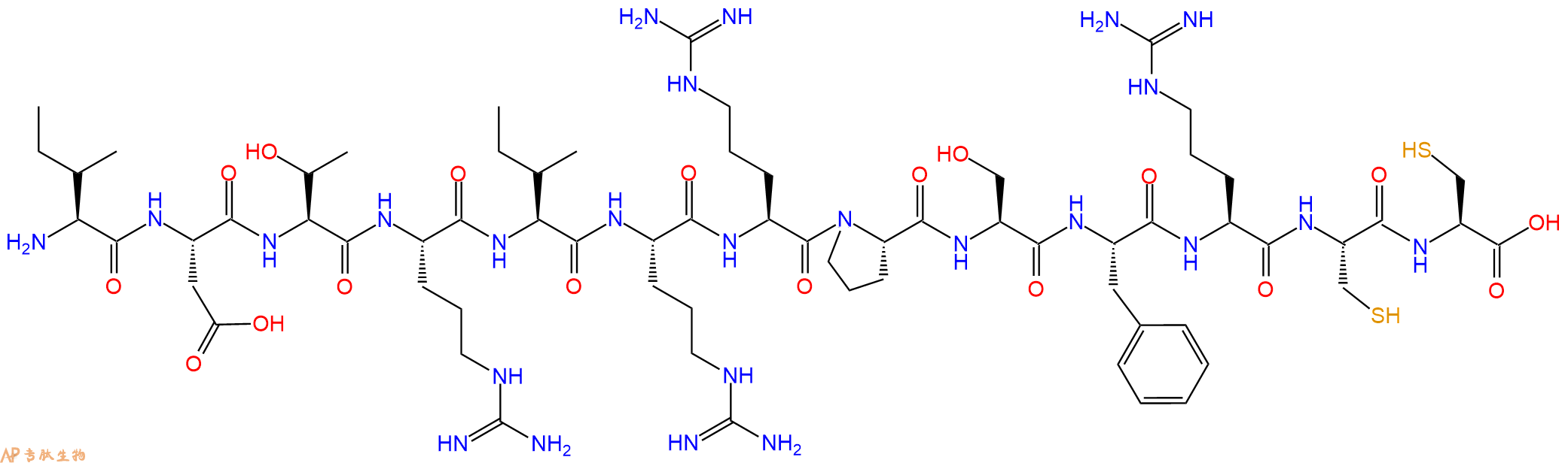 专肽生物产品H2N-Ile-Asp-Thr-Arg-Ile-Arg-Arg-Pro-Ser-Phe-Arg-Cys-Cys-OH