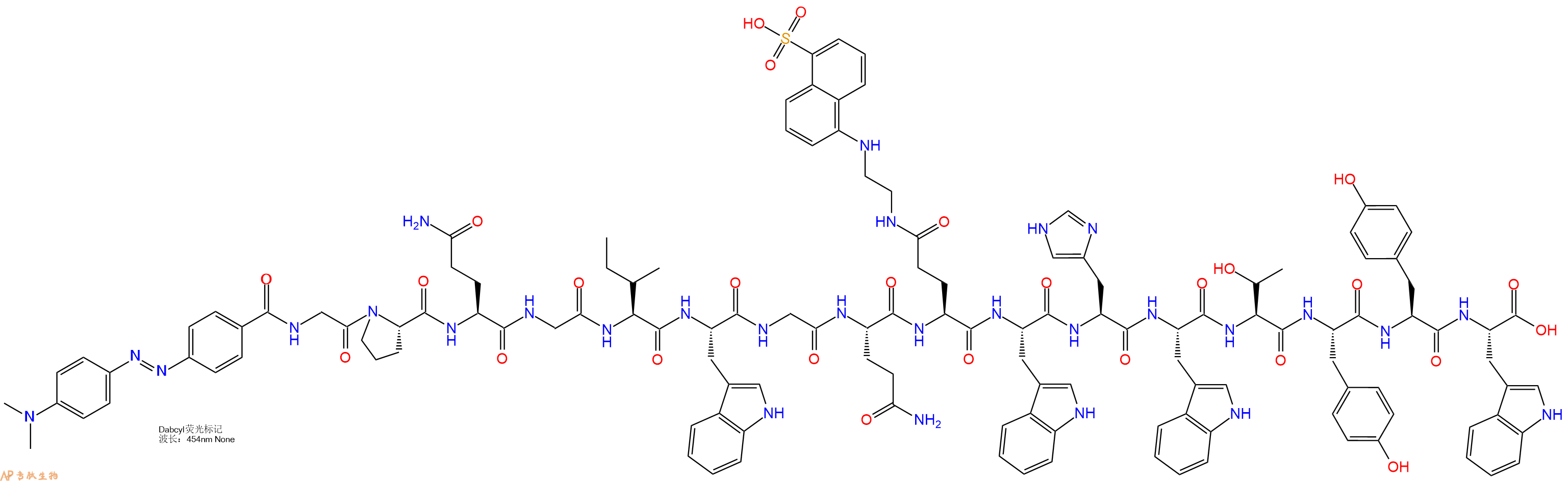 专肽生物产品DABCYL-Gly-Pro-Gln-Gly-Ile-Trp-Gly-Gln-Glu(Edans)-Trp-His-Trp-Thr-Tyr-Tyr-Trp-OH