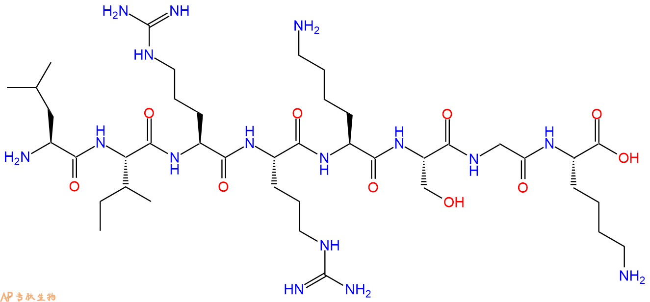 专肽生物产品H2N-Leu-Ile-Arg-Arg-Lys-Ser-Gly-Lys-OH
