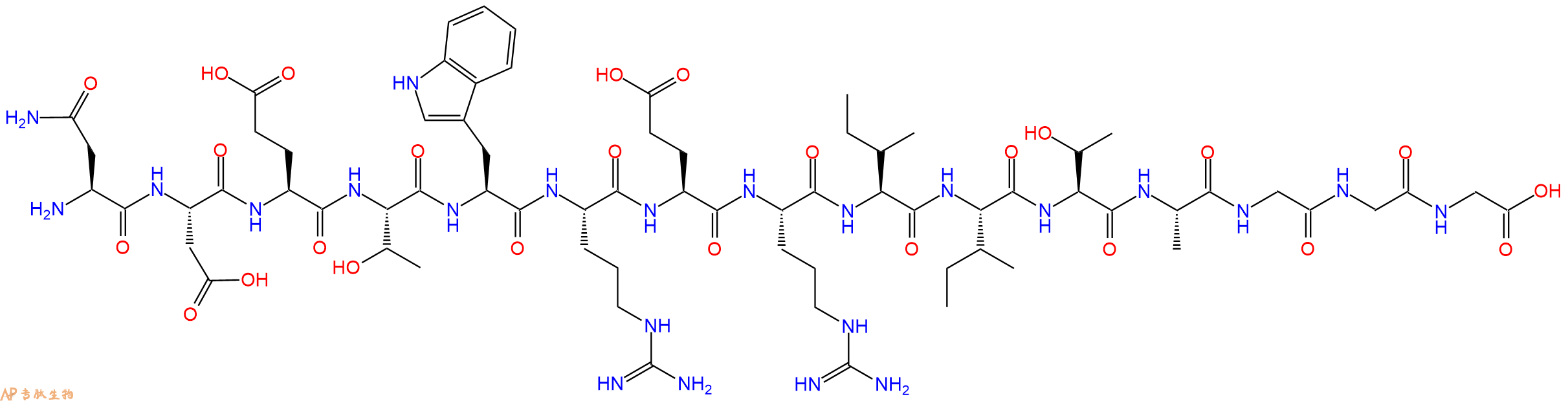 专肽生物产品H2N-Asn-Asp-Glu-Thr-Trp-Arg-Glu-Arg-Ile-Ile-Thr-Ala-Gly-Gly-Gly-OH