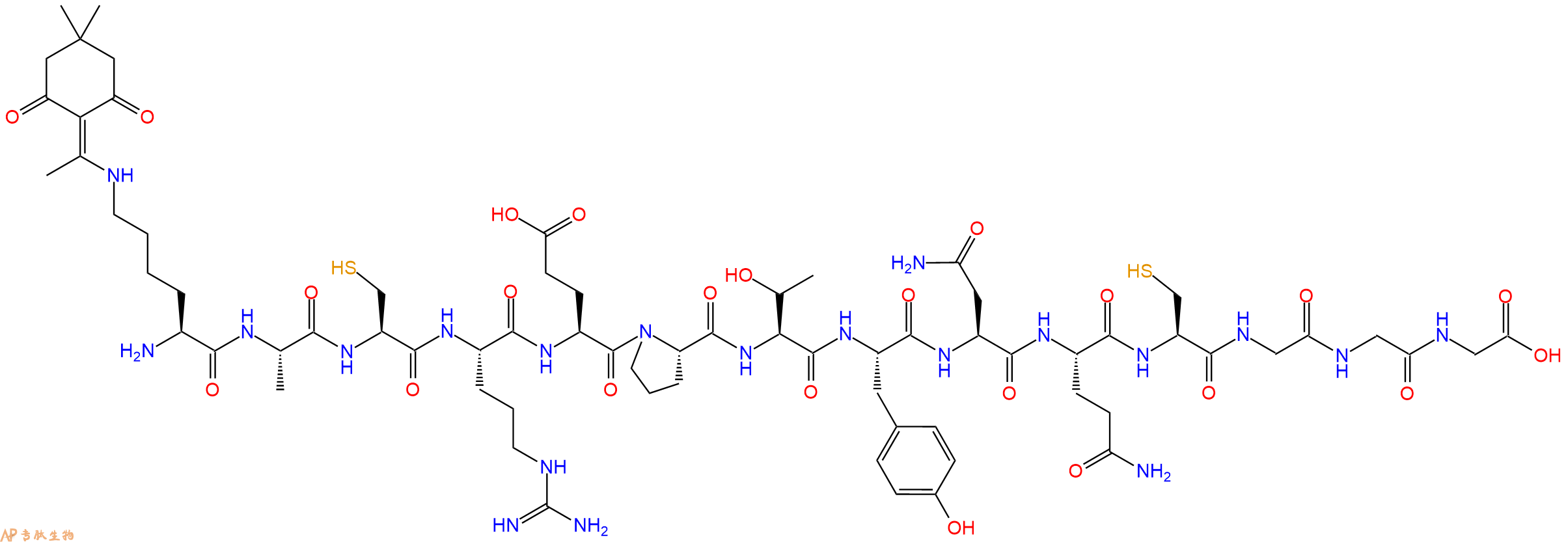 专肽生物产品H2N-Lys(Dde)-Ala-Cys-Arg-Glu-Pro-Thr-Tyr-Asn-Gln-Cys-Gly-Gly-Gly-OH